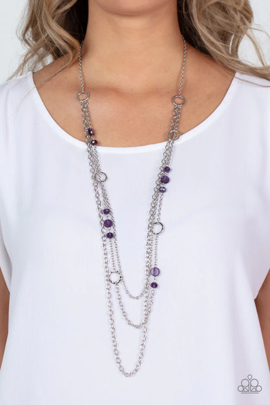 Starry Eyed Eloquence Purple Bead Layered Chain Necklace Paparazzi N1094