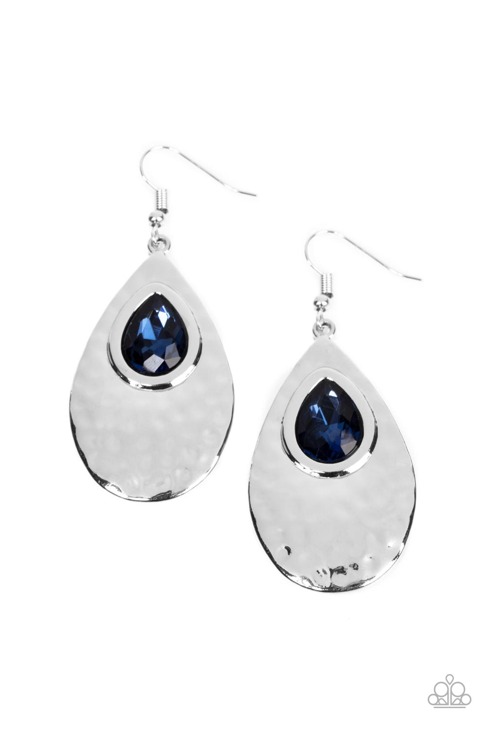 Tranquil Trove - Blue And Silver Teardrop Earring Paparazzi E0671