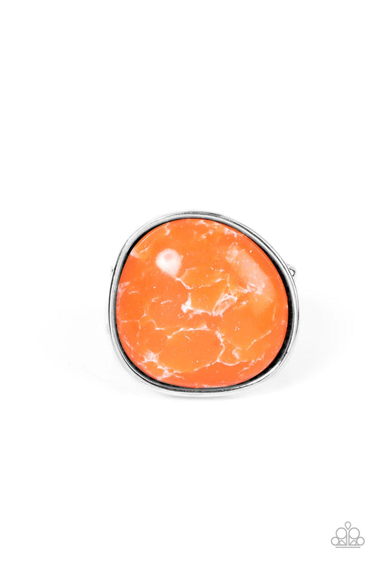 Aesthetically Authentic Orange Asymmetrical Stone Ring Paparazzi R0443