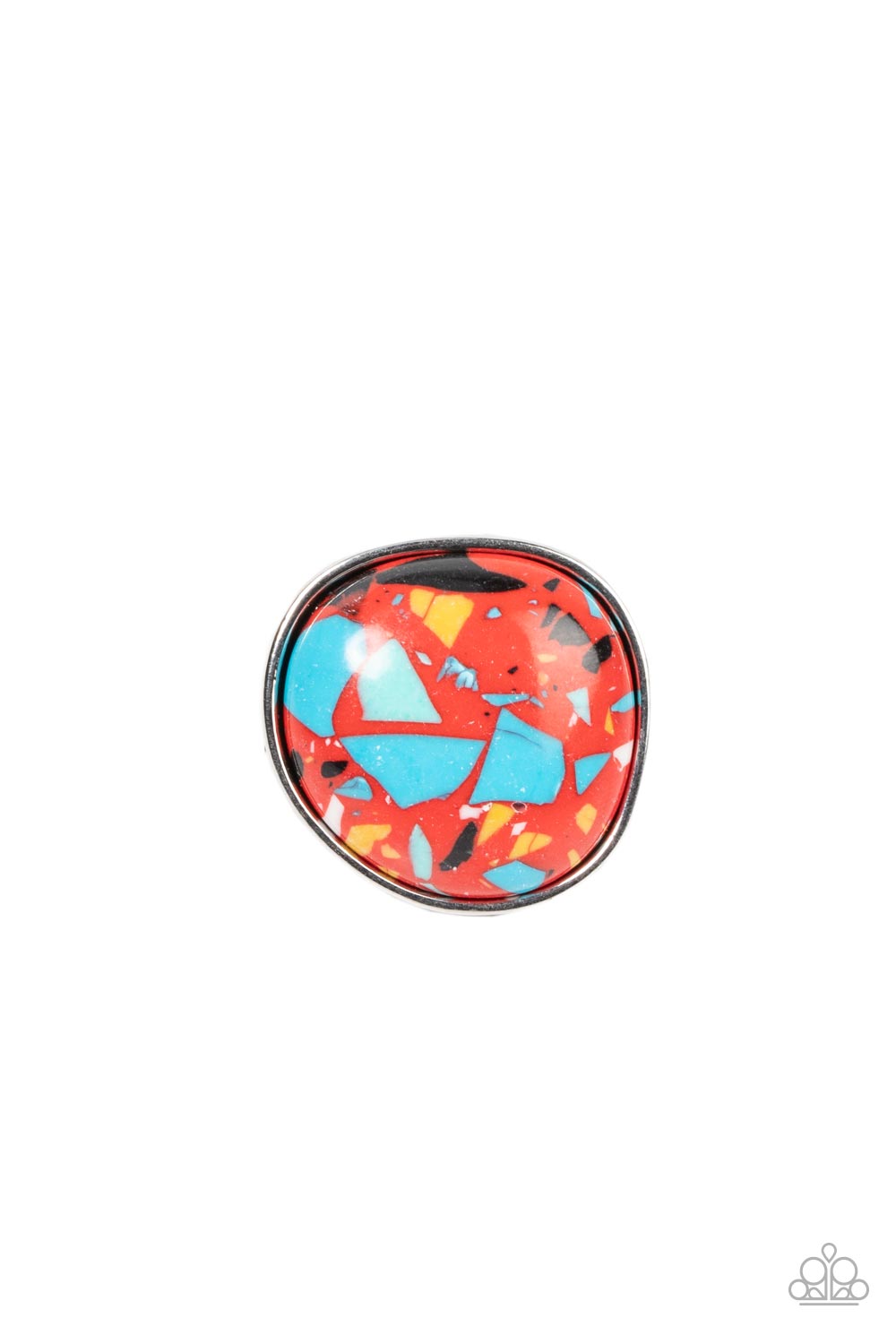 Aesthetically Authentic - Red Terrazzo Ring Paparazzi R0309