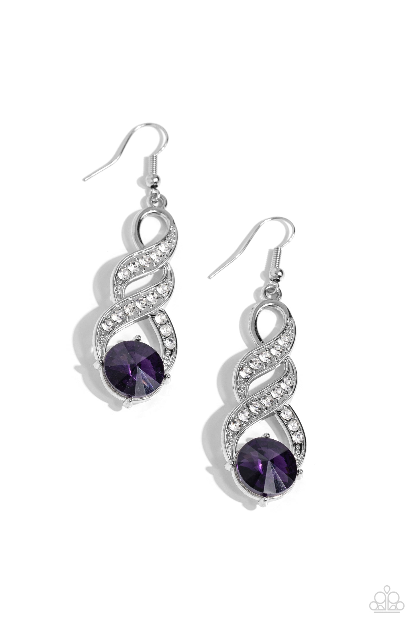 High-Ranking Royalty - Purple Gem White Rhinestone Earring Paparazzi E1836