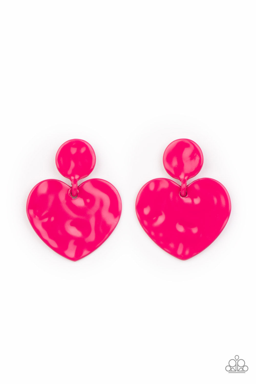 Just a Little Crush - Pink Metal Earrings Paparazzi E0411