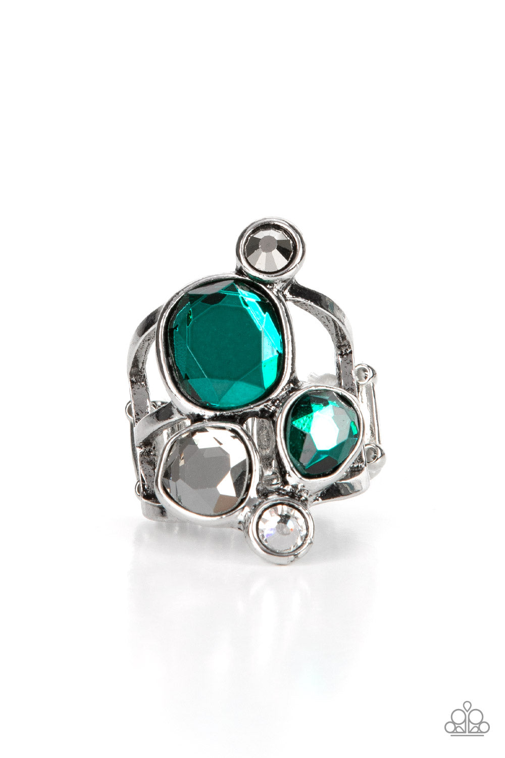 Demandingly Duchess - Green And Smoldering Hematite Gem Ring Paparazzi R0311