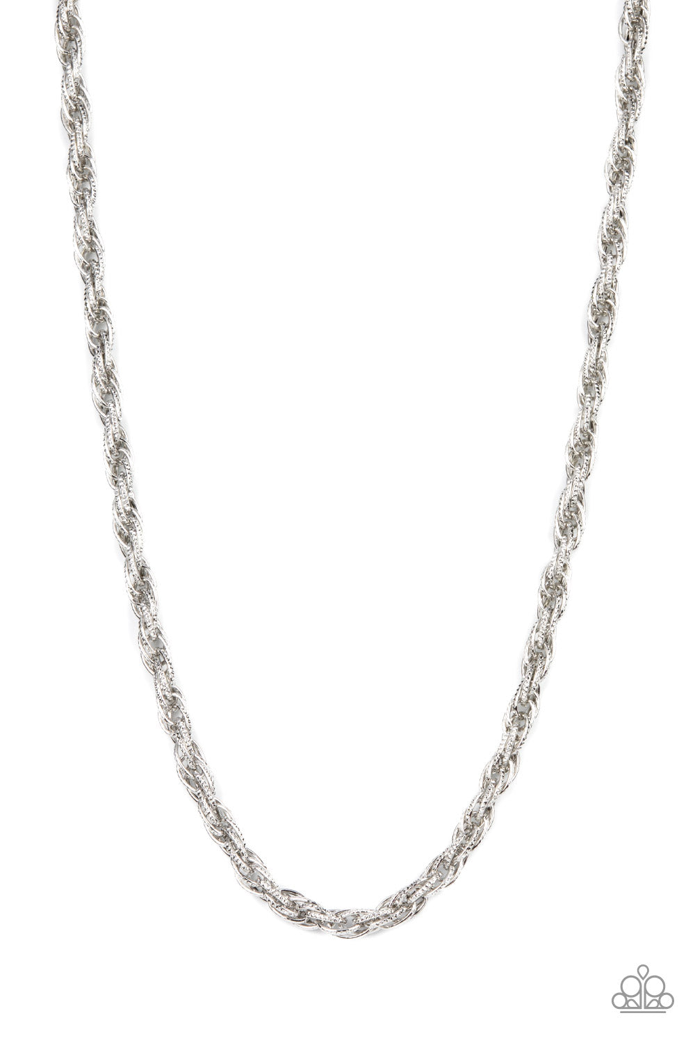 Pit Stop - Silver Triple Link Chain Urban Necklace Paparazzi N1027