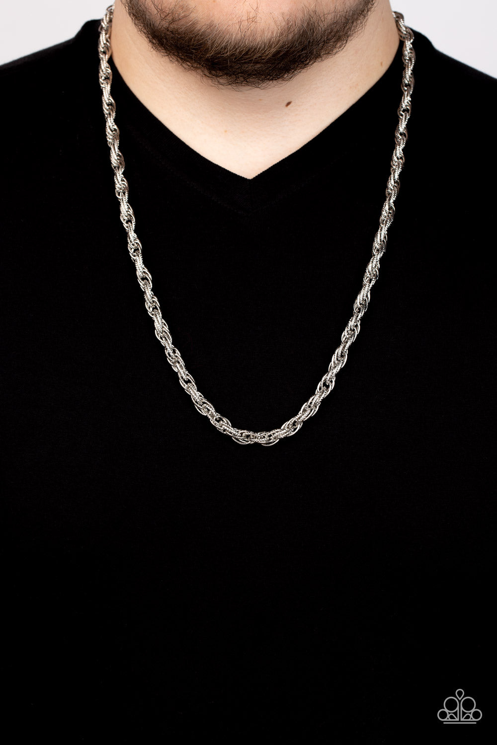 Pit Stop - Silver Triple Link Chain Urban Necklace Paparazzi N1027