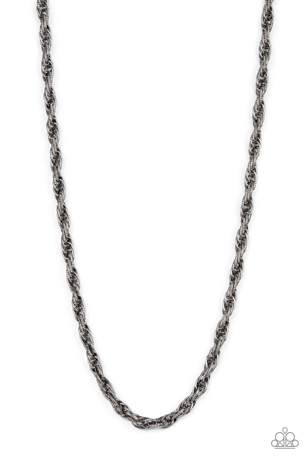 Pit Stop - Black Gunmetal Triple Link Chain Urban Necklace Paparazzi N0843