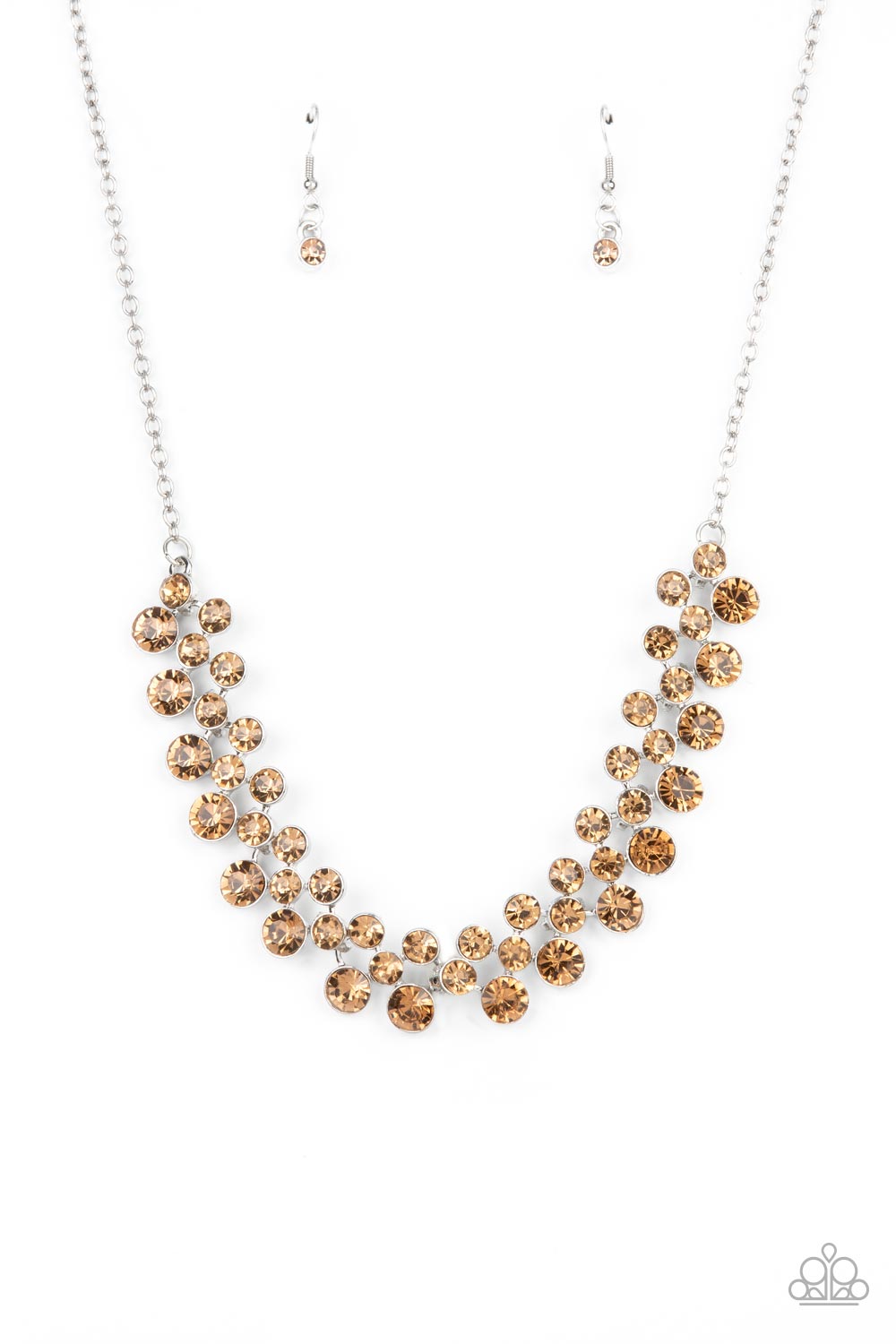 Won The Lottery - Brown Golden Topaz Rhinestone Necklace Paparazzi N1952