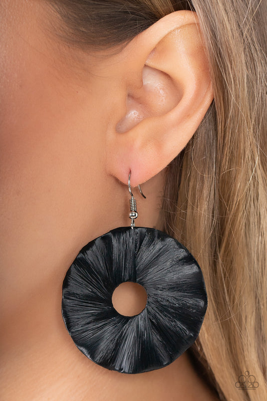 Fan the Breeze - Black Earring Paparazzi E0470