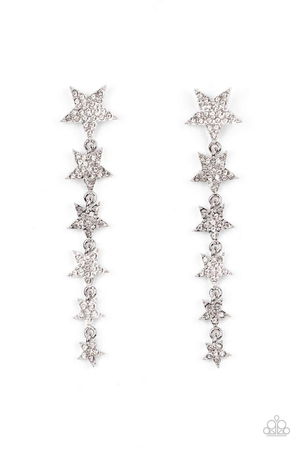 Americana Attitude - White Rhinestone Start Earring Paparazzi E0959