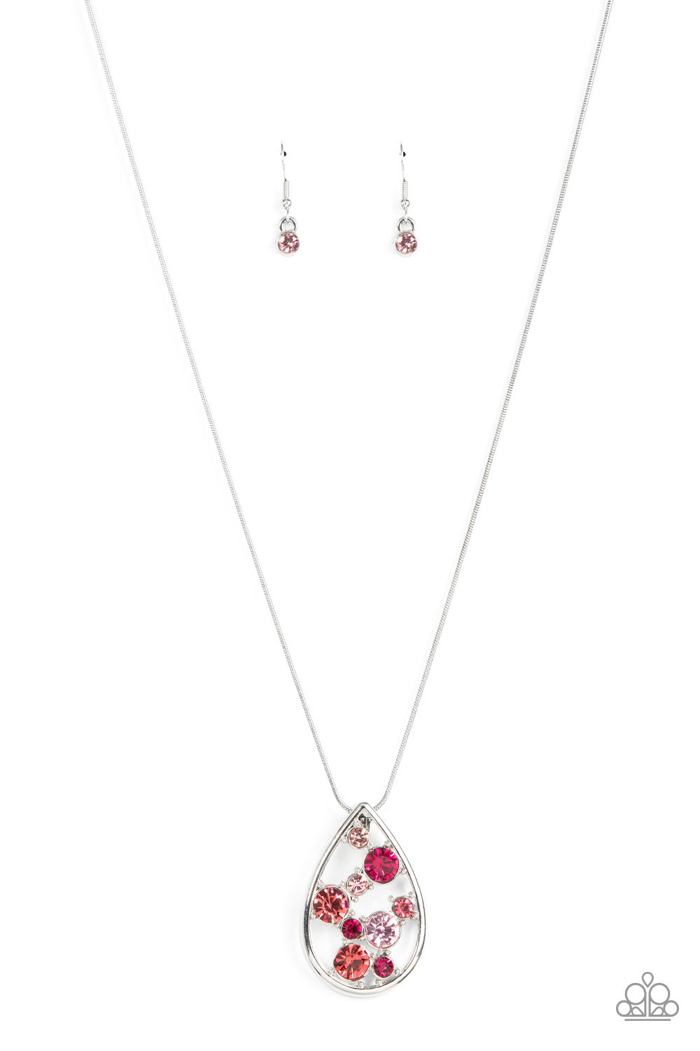 Seasonal Sophistication - Pink Rhinestone Teardrop Necklace Paparazzi N0878