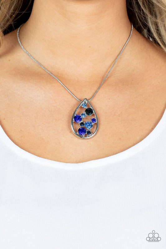 Seasonal Sophistication - Blue Teardrop Rhinestone Necklace Paparazzi N0853