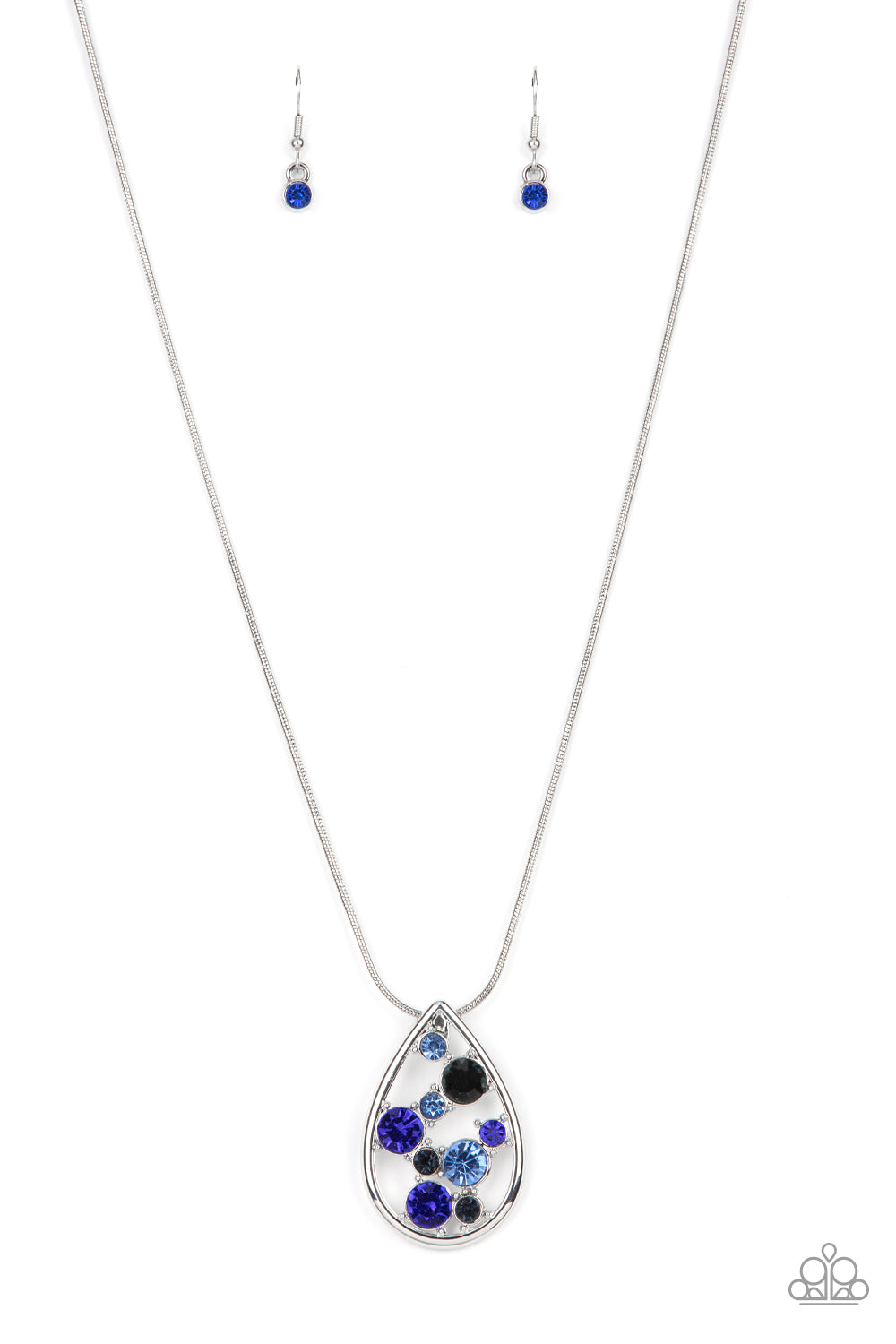 Seasonal Sophistication - Blue Teardrop Rhinestone Necklace Paparazzi N0853