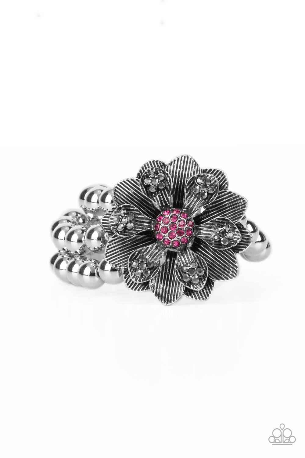 Botanical Bravado - Pink Flower Stretch Bracelet Paparazzi B0384