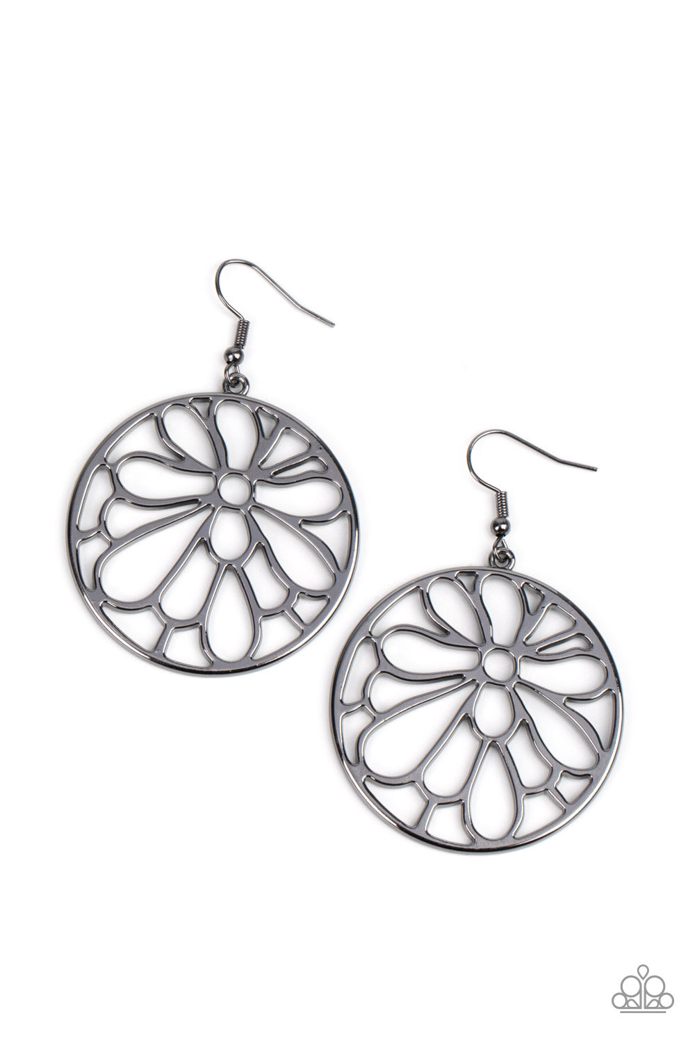 Glowing Glades - Black Blossom Earring Paparazzi E0551