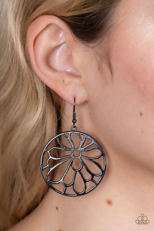 Glowing Glades - Black Blossom Earring Paparazzi E0551