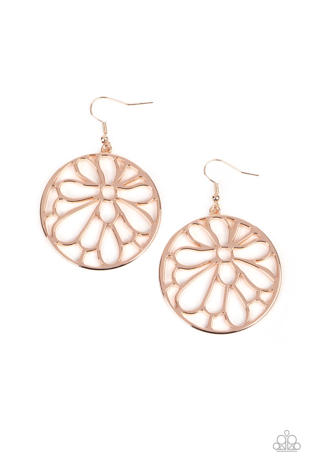 Glowing Glades - Rose Gold Blossom Floral Earring Paparazzi E0979