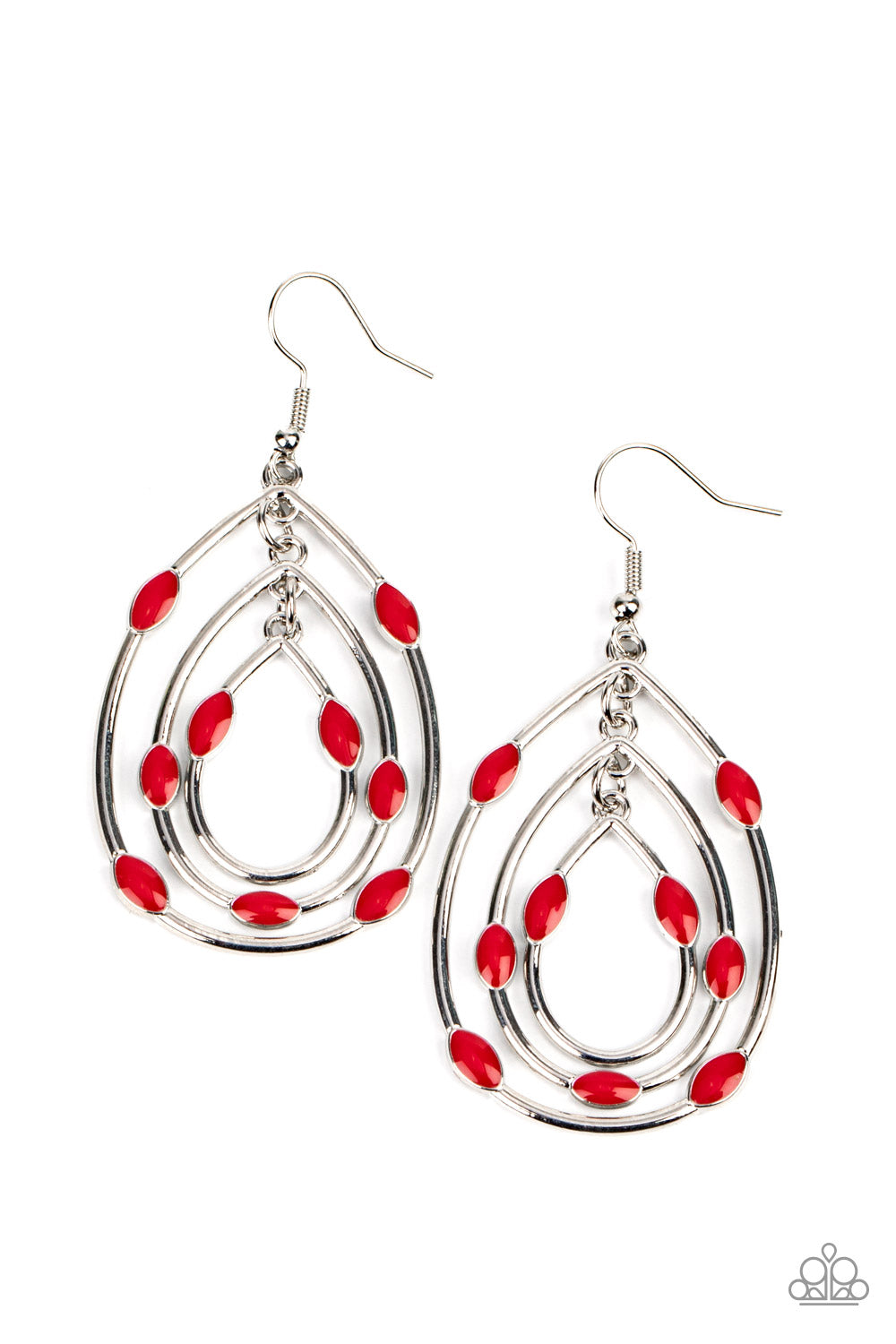 Rippling Rapport - Red Earring Paparazzi E0237