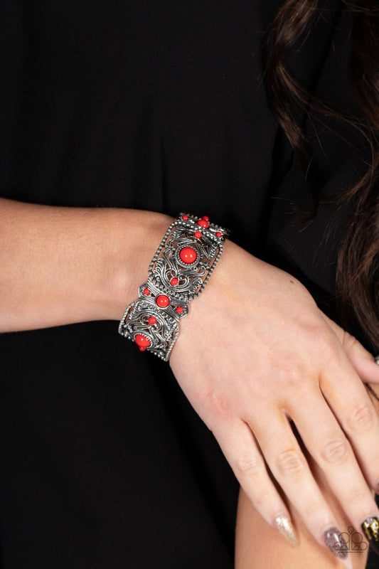 Going, Going, GONDOLA - Red Filigree Bracelet Paparazzi B1142