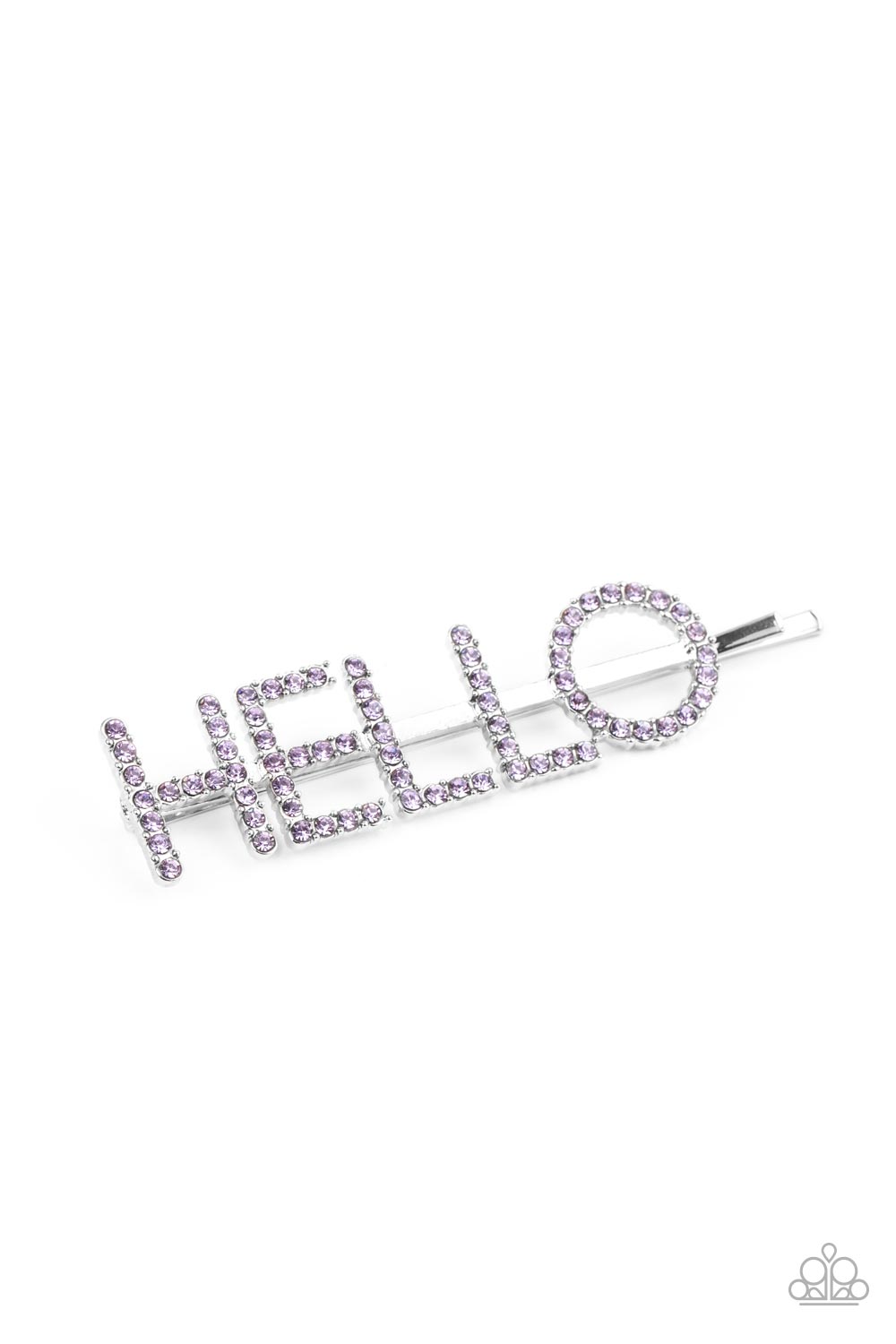 Hello There - Purple Rhinestone Hair Clip Paparazzi H0087