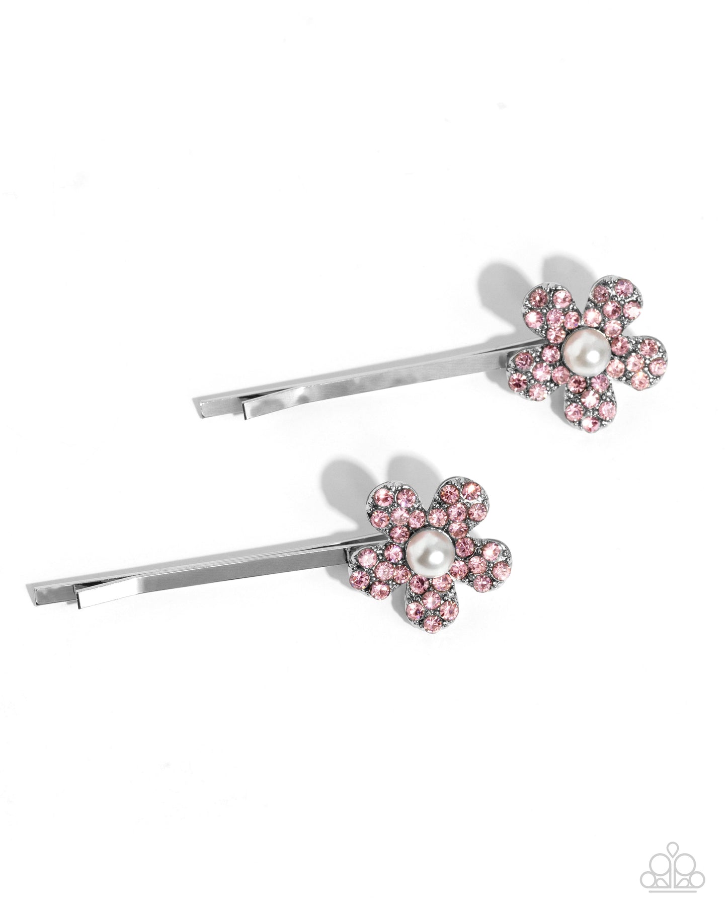 Playfully Perennial - Pink Rhinestone Flower Hair Clips Paparazzi H0124