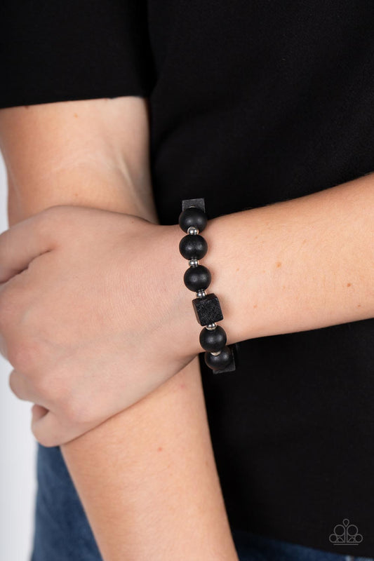 Timber Trendsetter - Black Wooden Bead Bracelet Paparazzi B0590