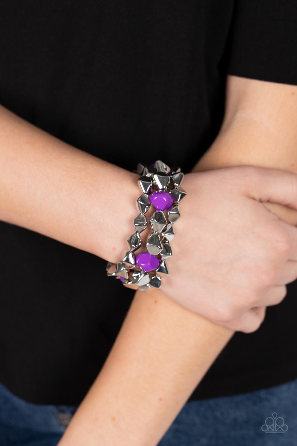 A Perfect TENACIOUS - Purple Stretch Bracelet Paparazzi B0234