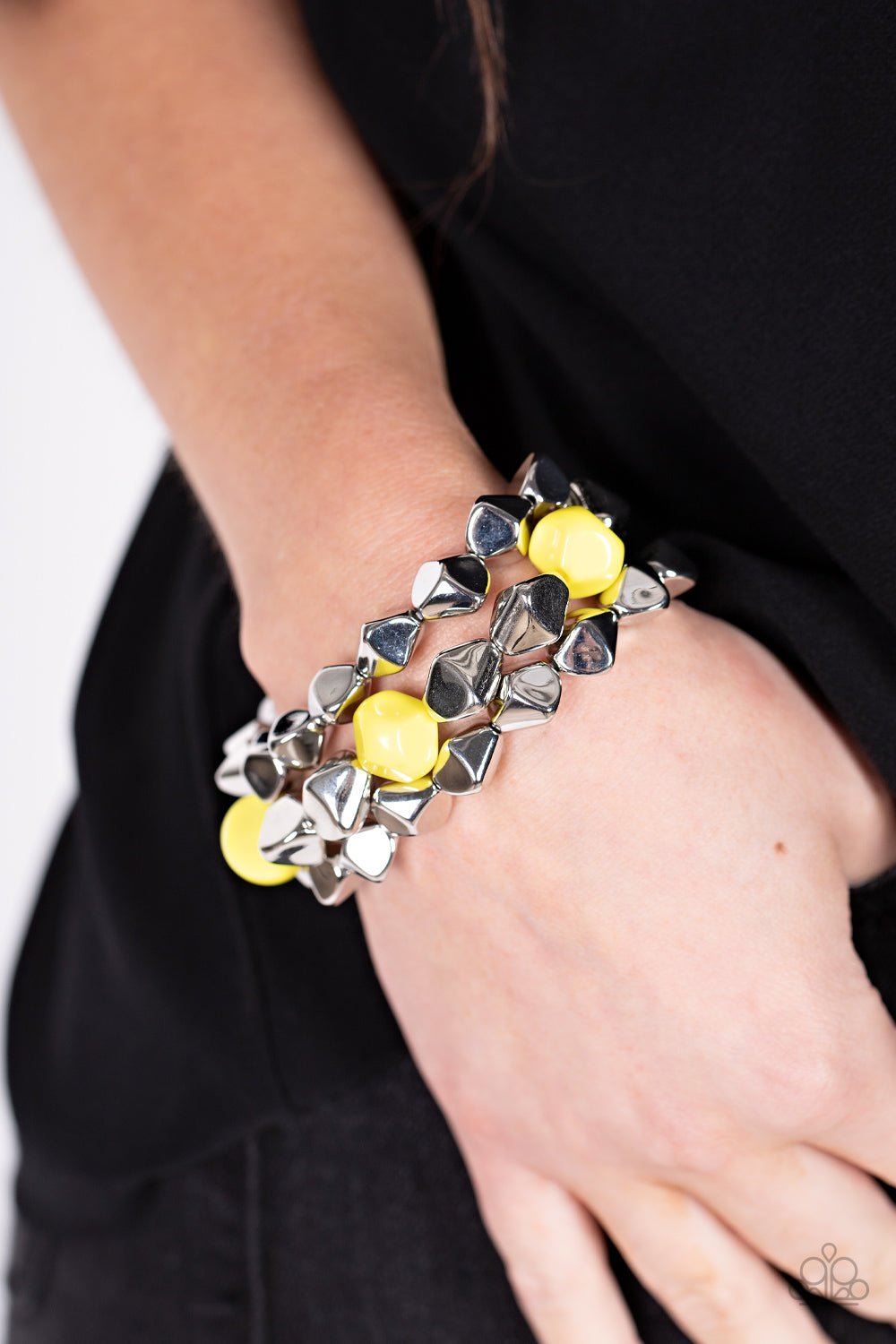 A Perfect TENACIOUS - Yellow Stretch Bracelet Paparazzi B0443