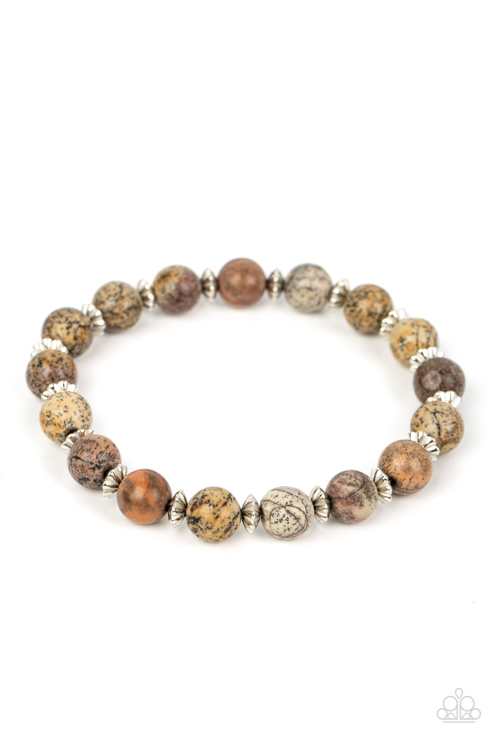 Keep The Peace - Silver Earth Tone Stone Urban Bracelet Paparazzi B0462