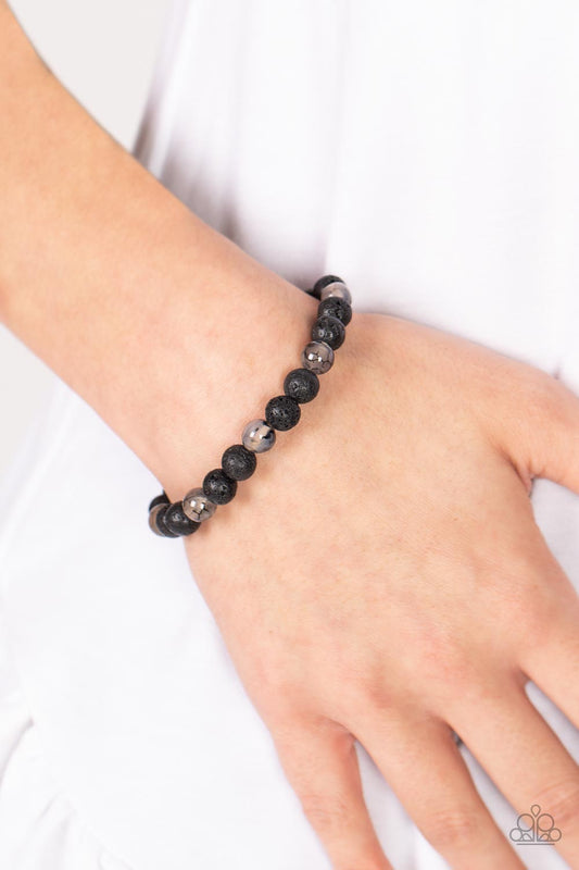 Molten Mogul - Black Lava Rock Bead Urban Bracelet Paparazzi B0490