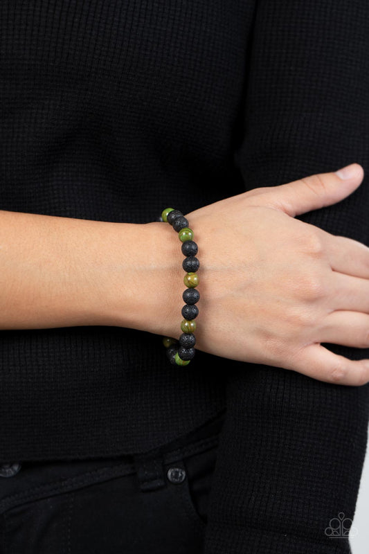 Molten Mogul - Green Lava Bead Urban Bracelet Paparazzi B0251