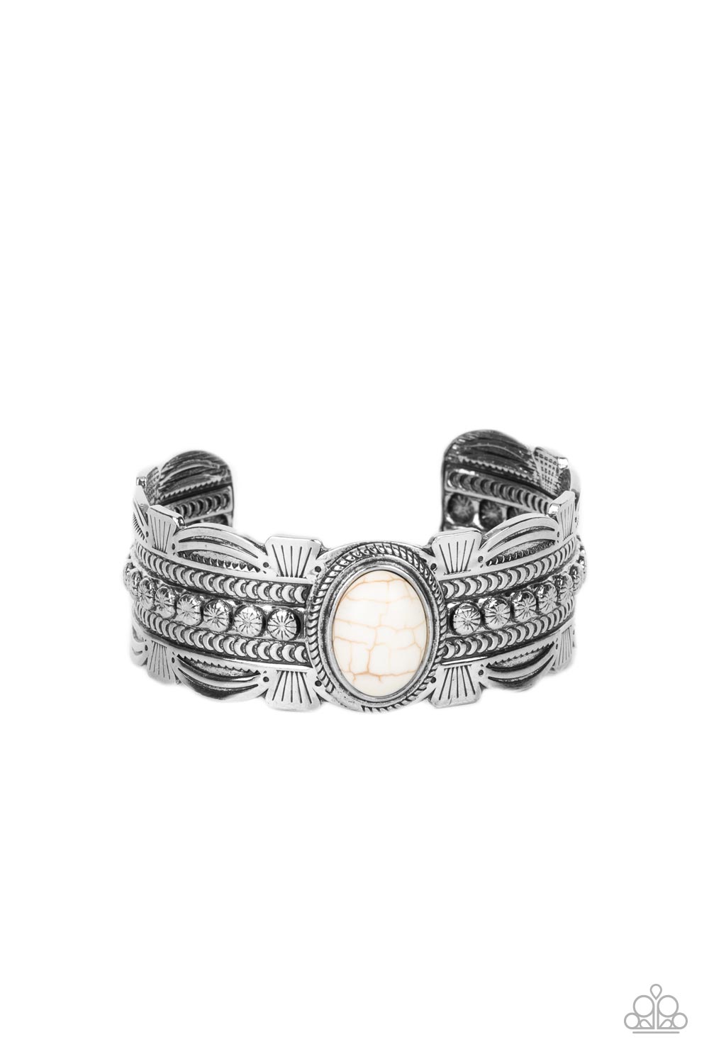 Desert Stroll - White Cracked Stone Bracelet Paparazzi B0423