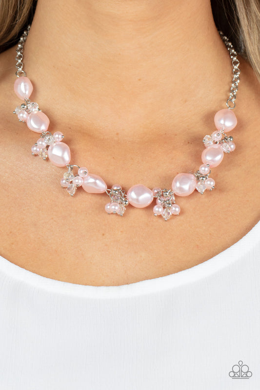 Rolling with the BRUNCHES - Pink Pearl Iridescent Crystal Necklace Paparazzi N0680