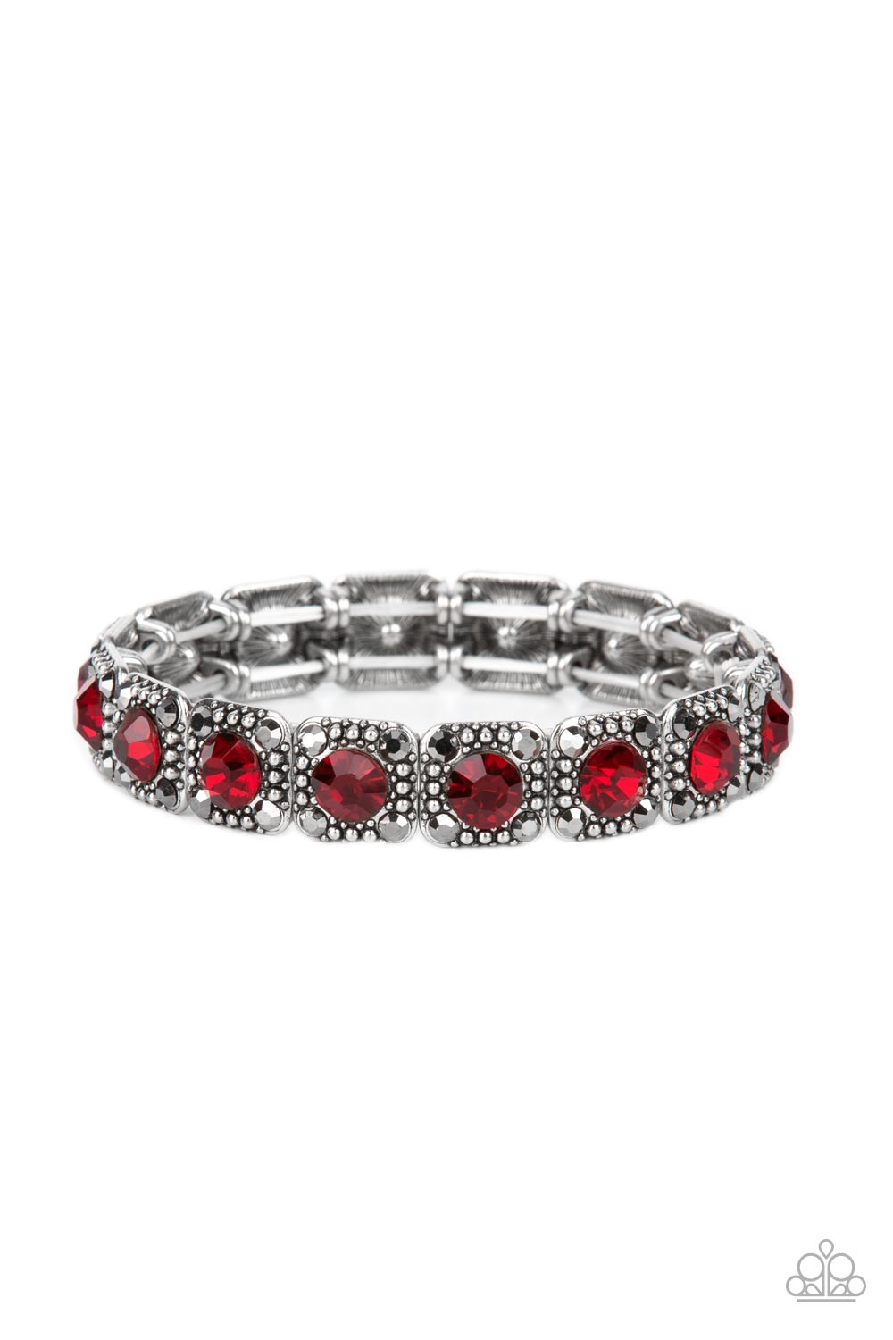 Cache Commodity - Red Rhinestone Stretch Bracelet Paparazzi B0453