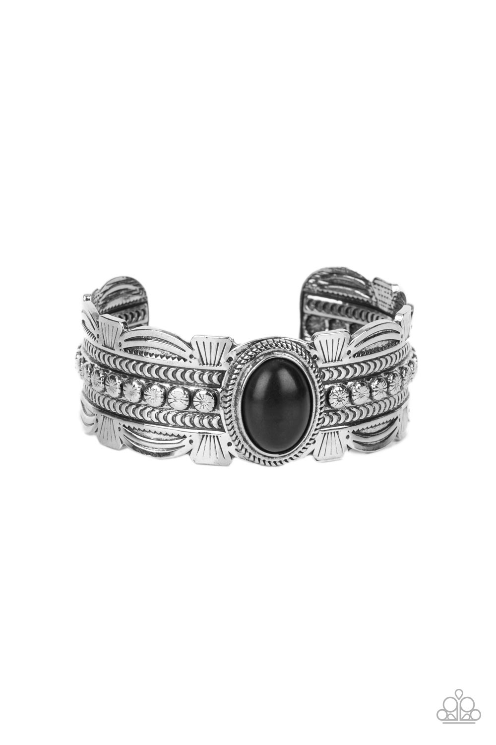 Desert Stroll - Black Stone Cuff Bracelet Paparazzi B0507