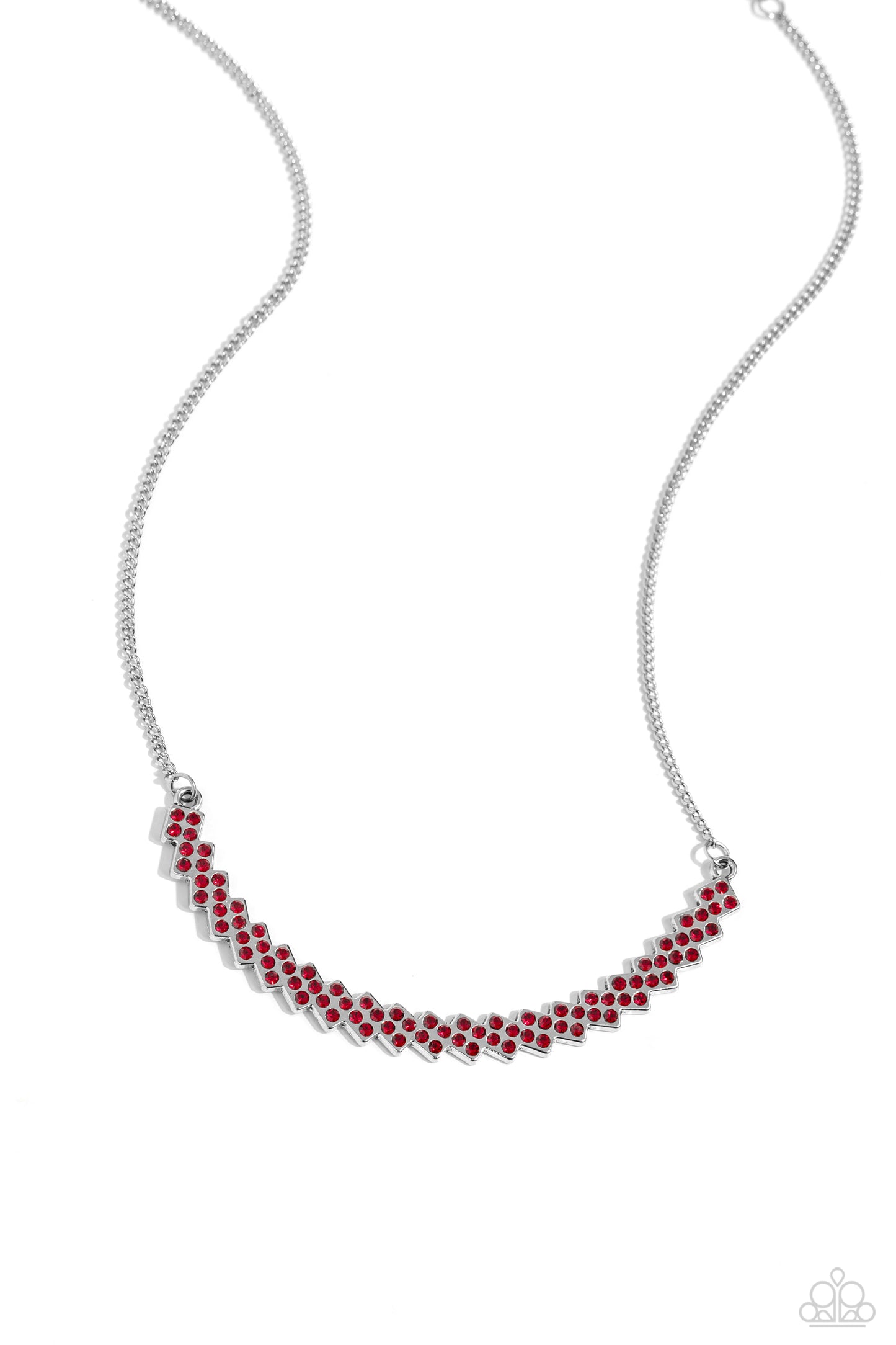 Dicey Demure - Red Fiery Rhinestone Necklace Paparazzi N1890