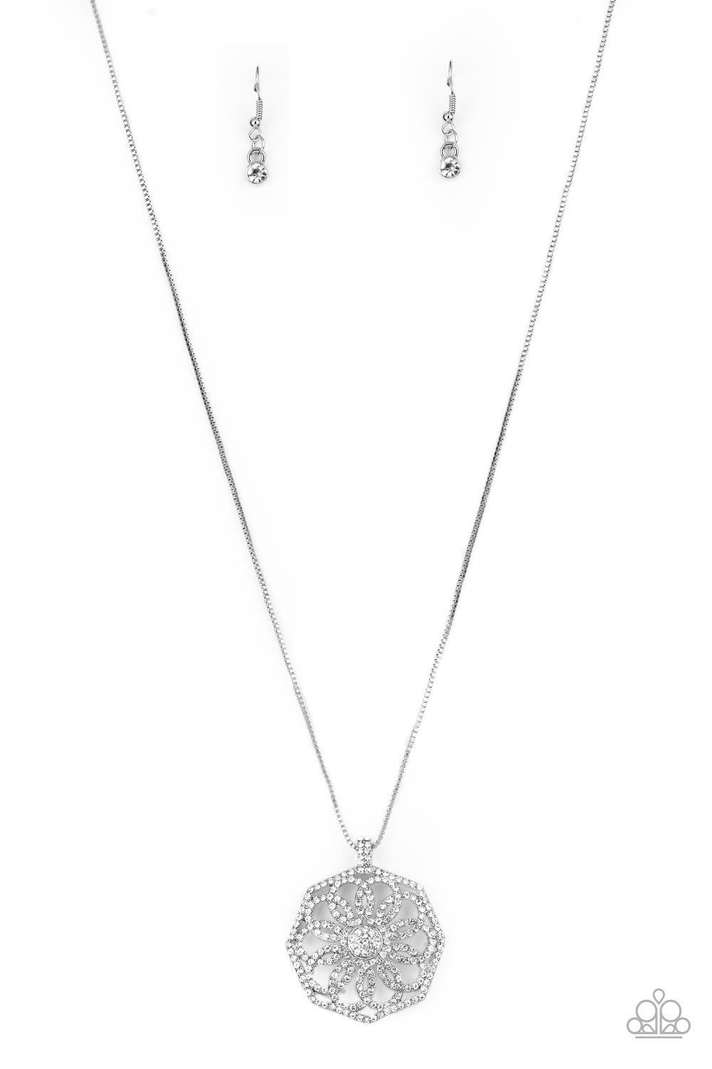 Botanical Bling - White Rhinestone Necklace N0622