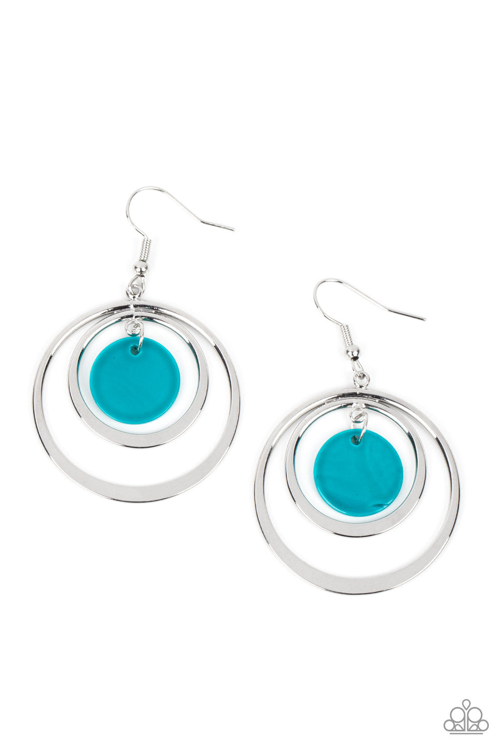 Mai Tai Tango - Blue Shell Like Disc Earring Paparazzi E0735