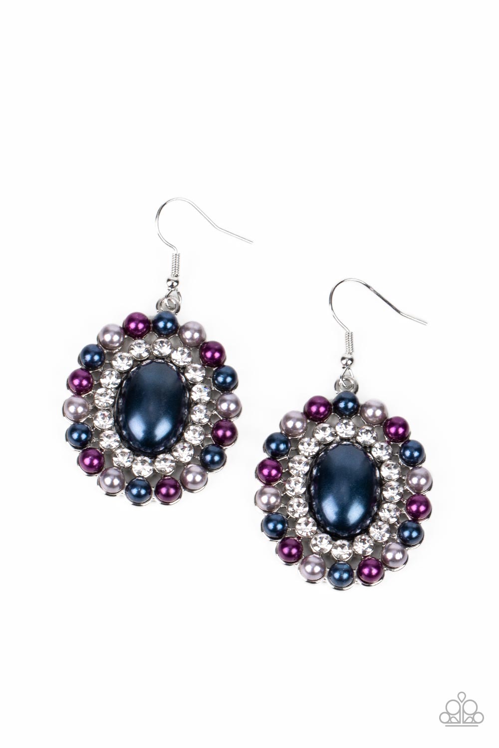 Dolled Up Dazzle - Multicolored Pearls And White Rhinestone Earring Paparazzi E0938