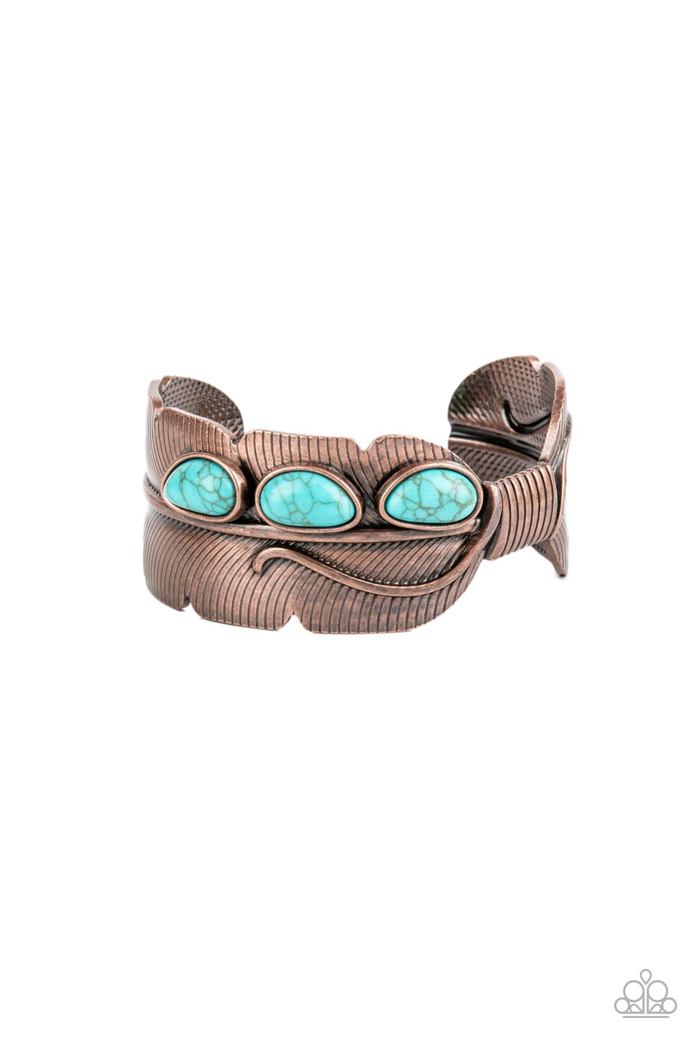 River Bend Relic - Copper Blue Cracked Stone Cuff Bracelet Paparazzi B0450