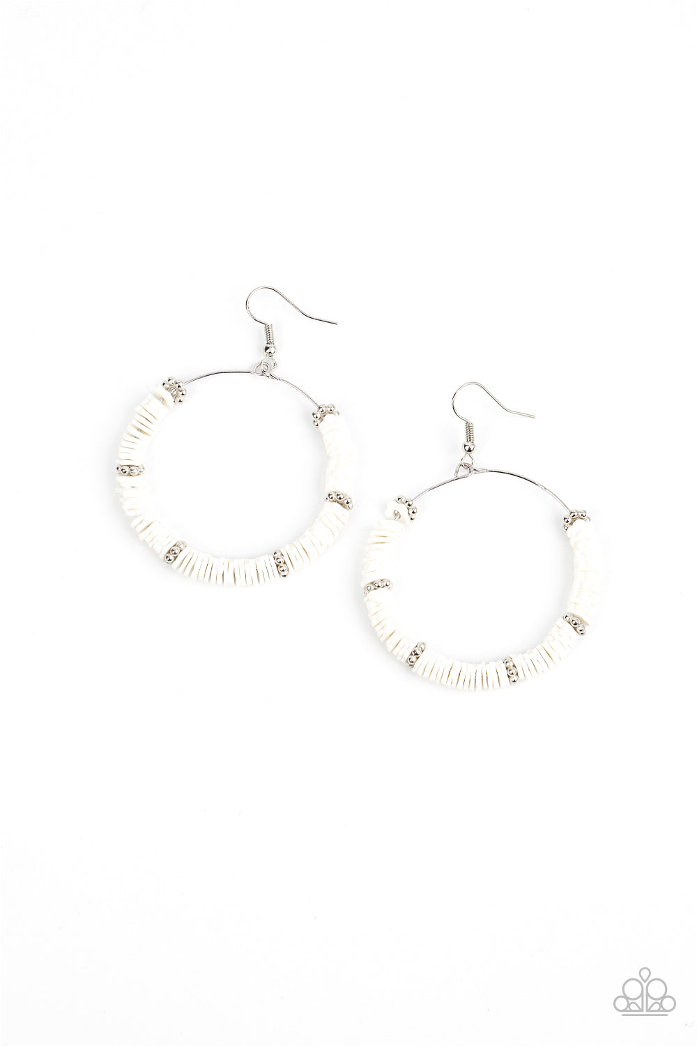 Loudly Layered - White Floral Rings Earring Paparazzi E0496