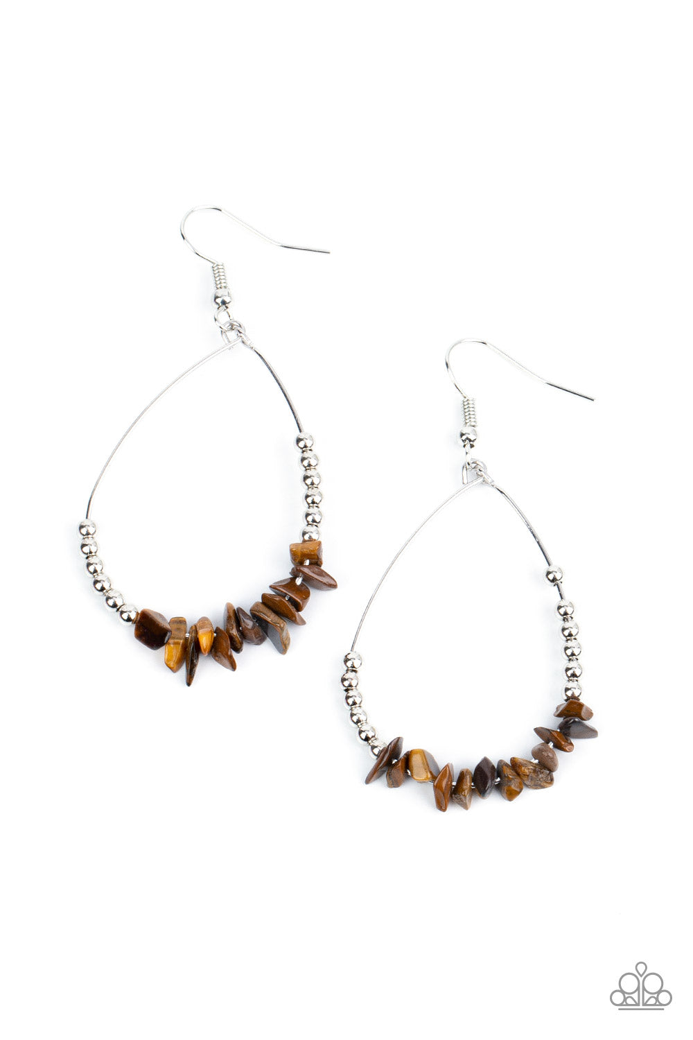 Come Out of Your SHALE - Brown Tiger Eye Rock Bead Earring Paparazzi E0387