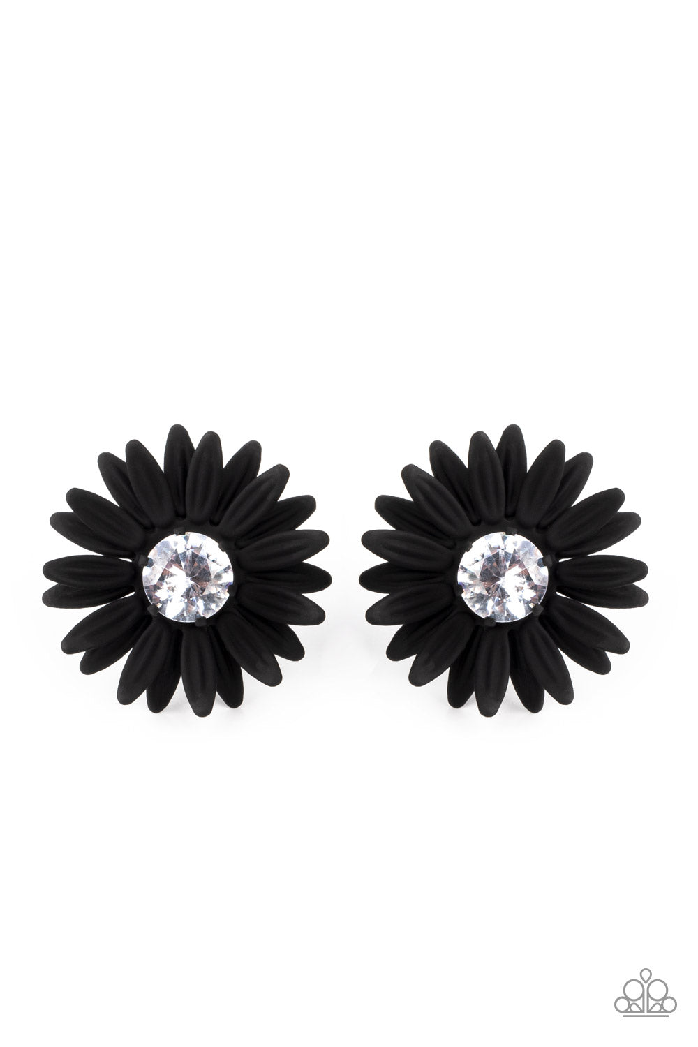 Sunshiny DAIS-y - Black Earring Paparazzi E0378