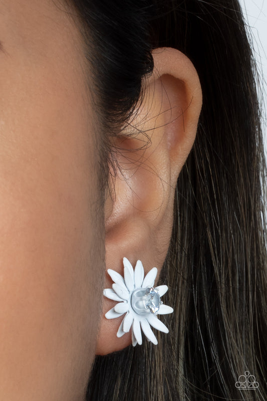 Sunshiny DAIS-y - White Earring Paparazzi E0274