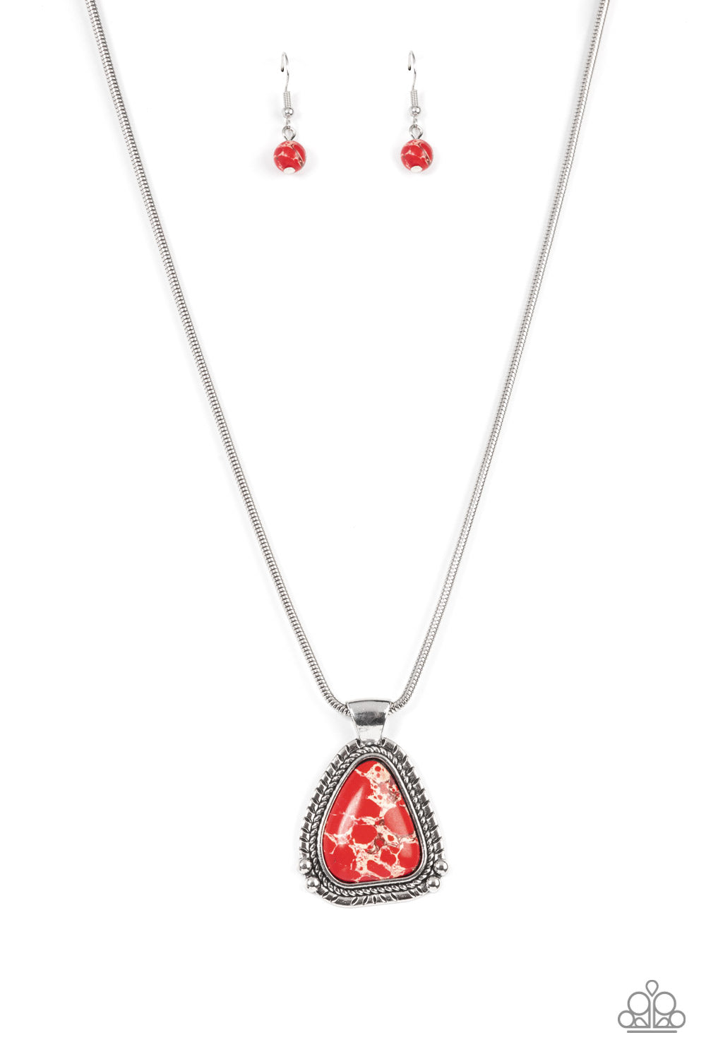 Artisan Adventure - Red Stone Pendant Necklace Paparazzi N0814