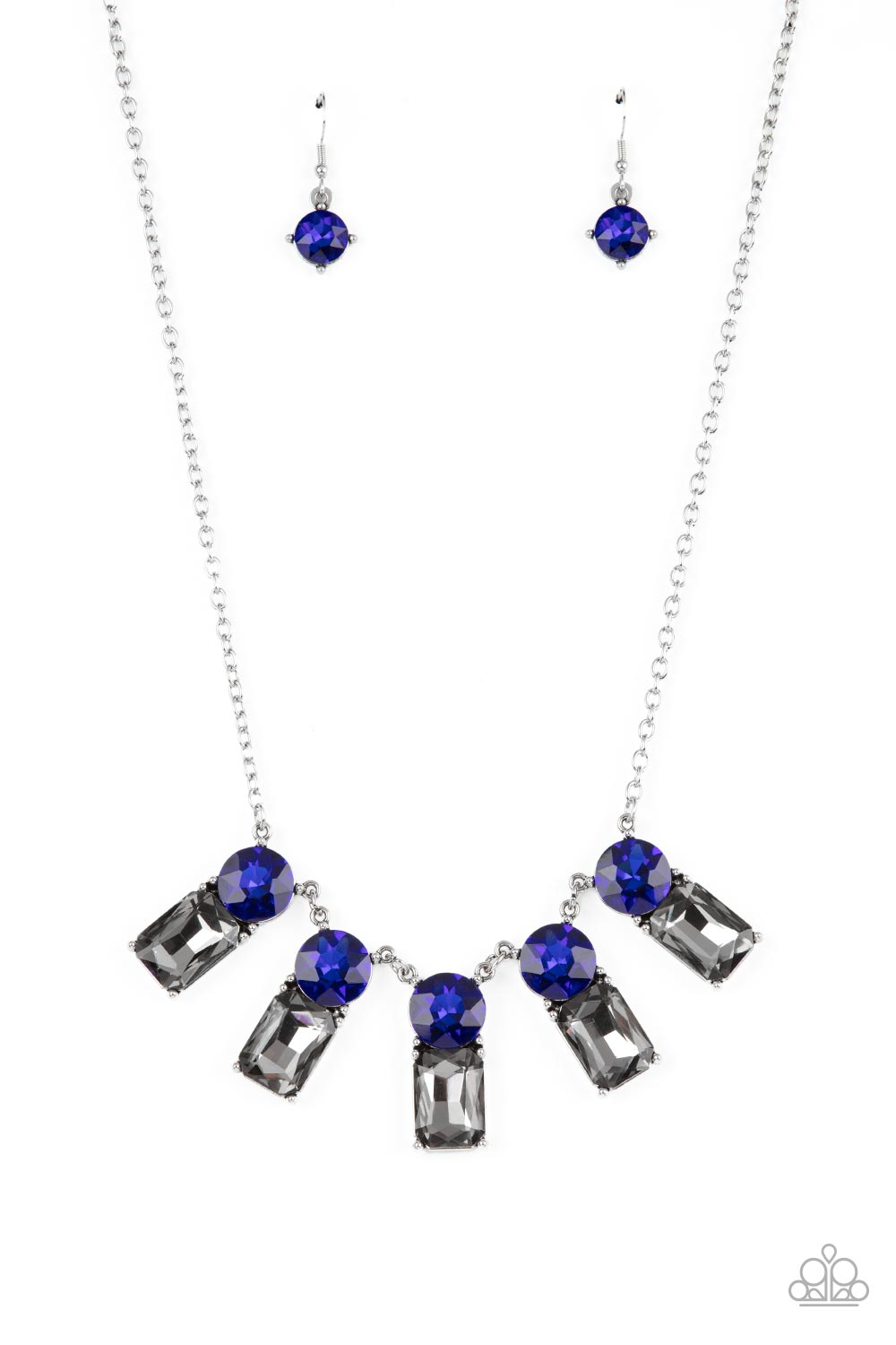 Celestial Royal - Blue Gem & Smoky Rhinestone Necklace Paparazzi N0640