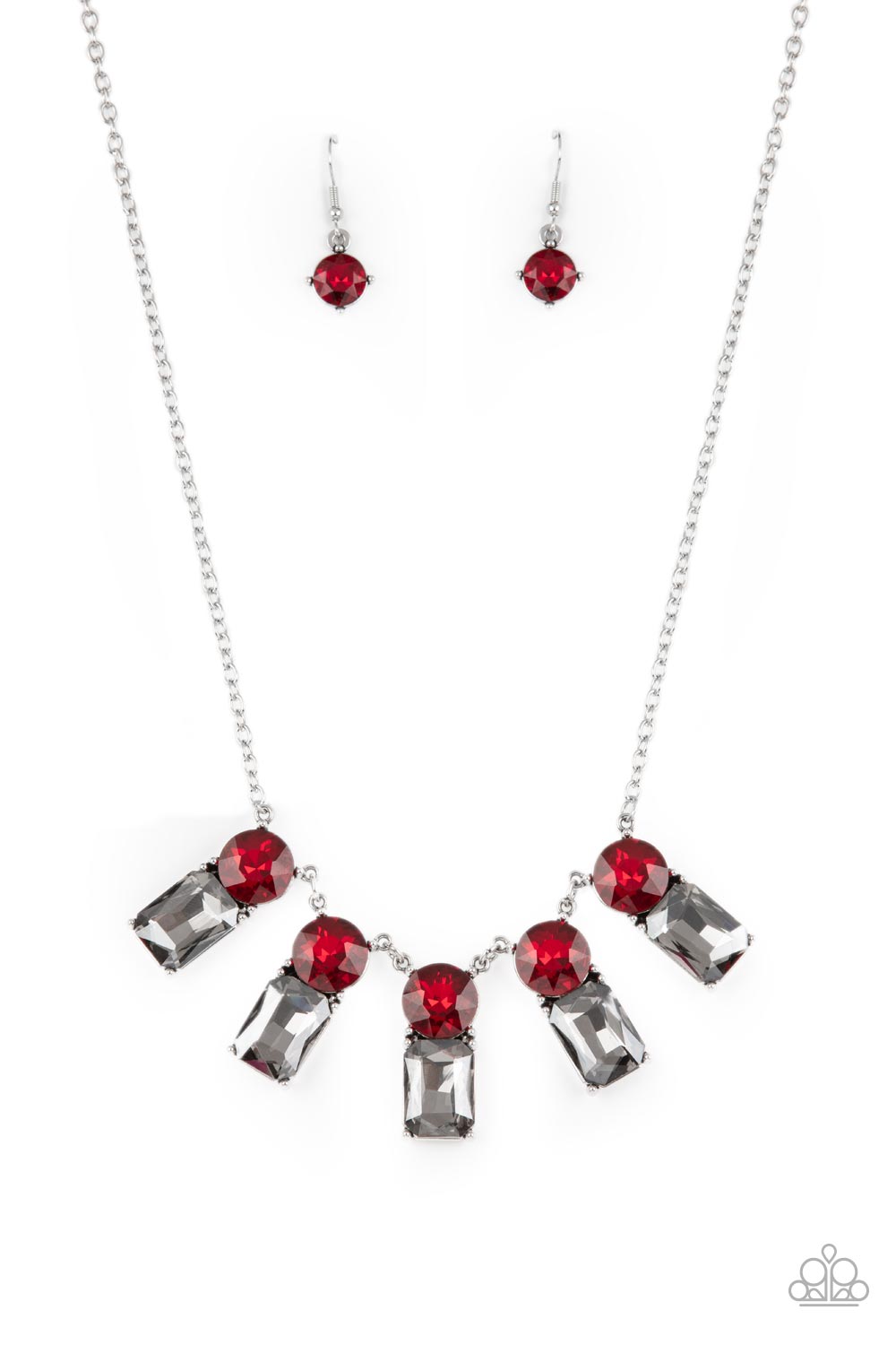 Celestial Royal - Red Gem Smoky Rhinestone Necklace Paparazzi N0639