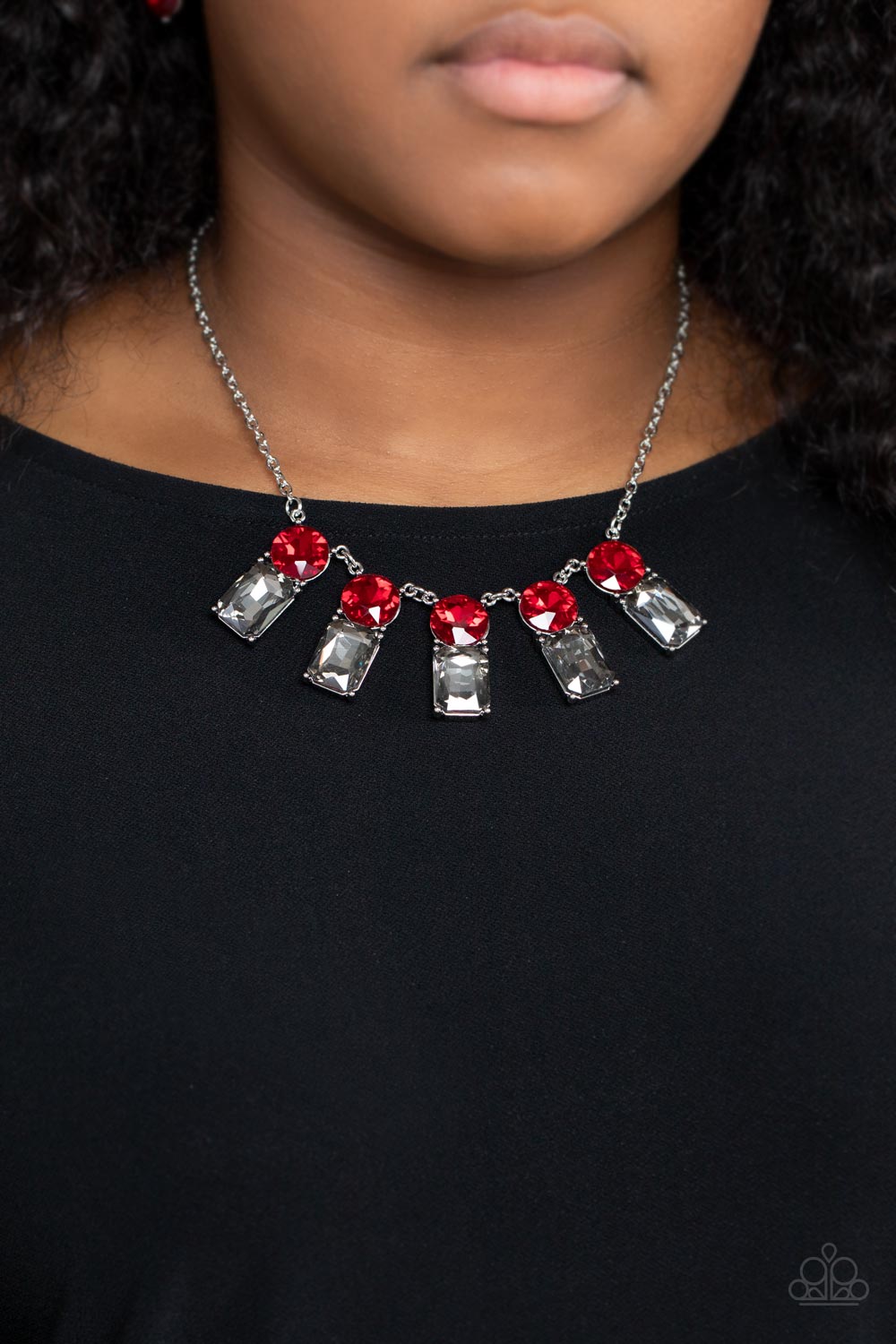 Celestial Royal - Red Gem Smoky Rhinestone Necklace Paparazzi N0639