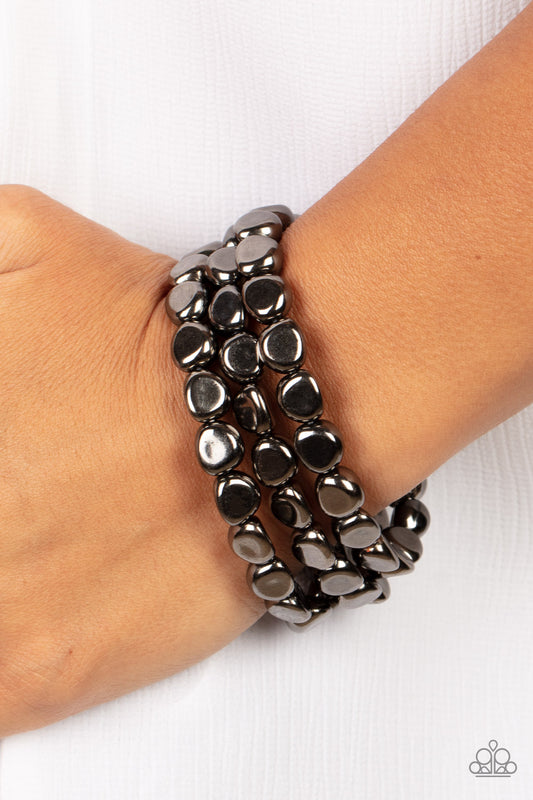 HAUTE Stone - Black Stretch Bracelet Paparazzi B0288