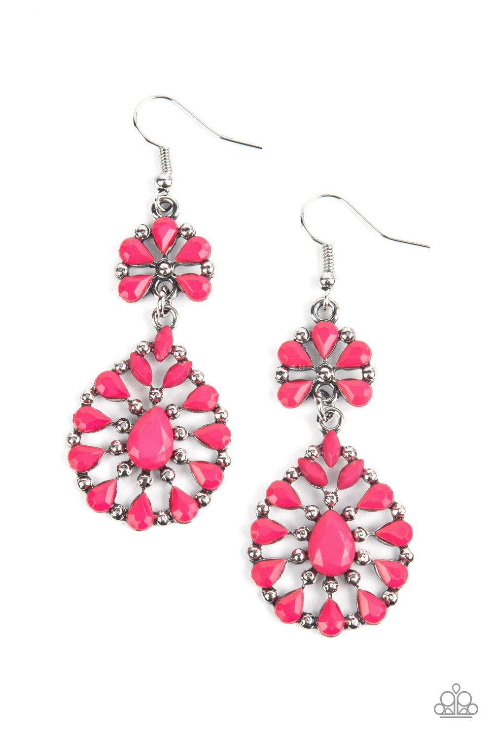 Posh Palooza - Pink Pop Of Floral Earring Paparazzi E1245