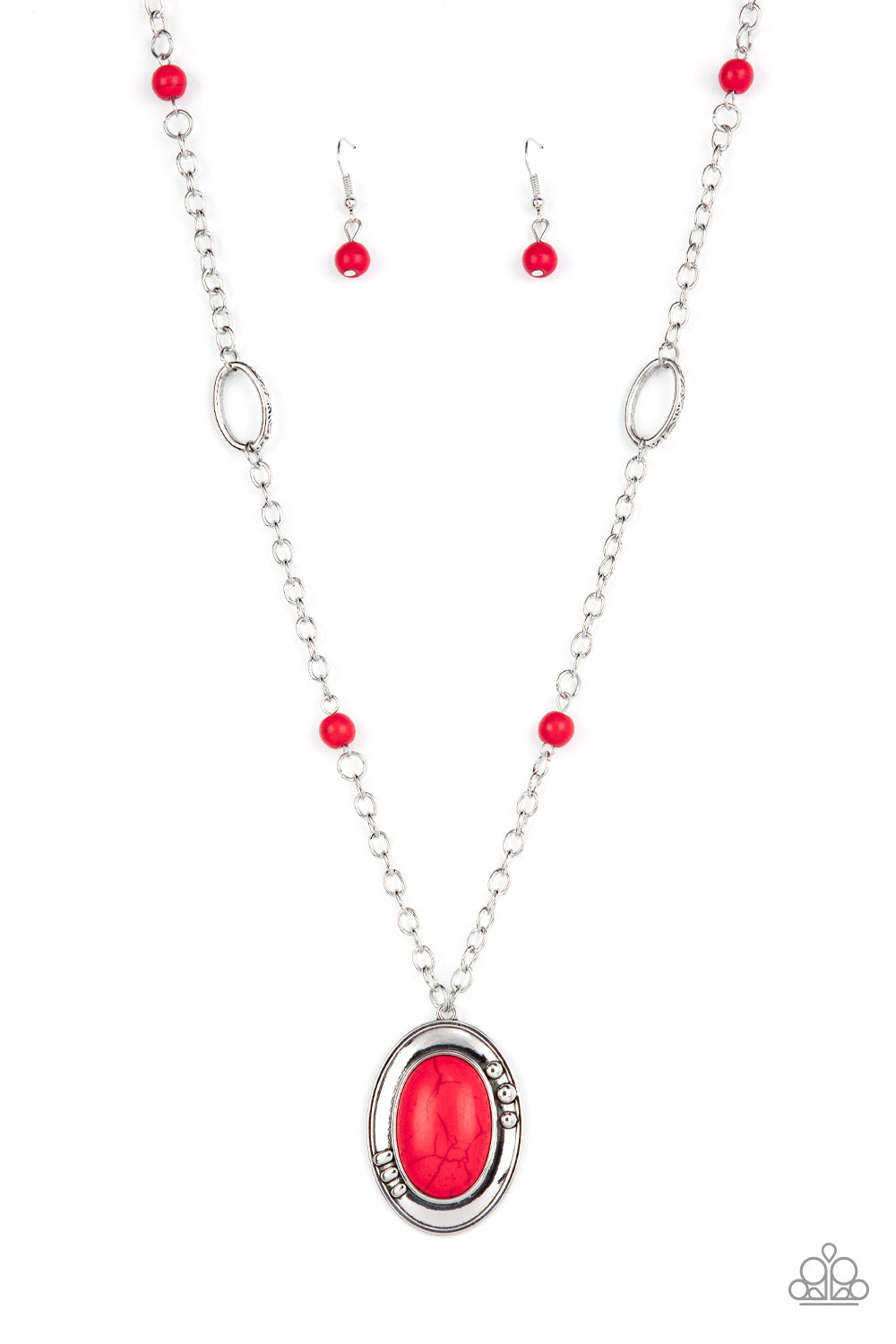 Mojave Meditation - Red Stone Santa Fe Style Necklace Paparazzi N0844